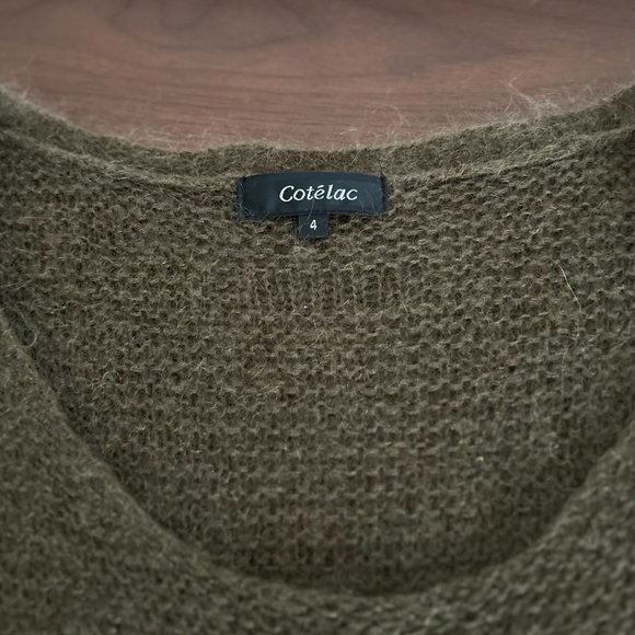 Cotélac Mohair Sweater Dress Tunic with Scoop Neck Olive Size 4 (US 12) - Picture 8 of 12